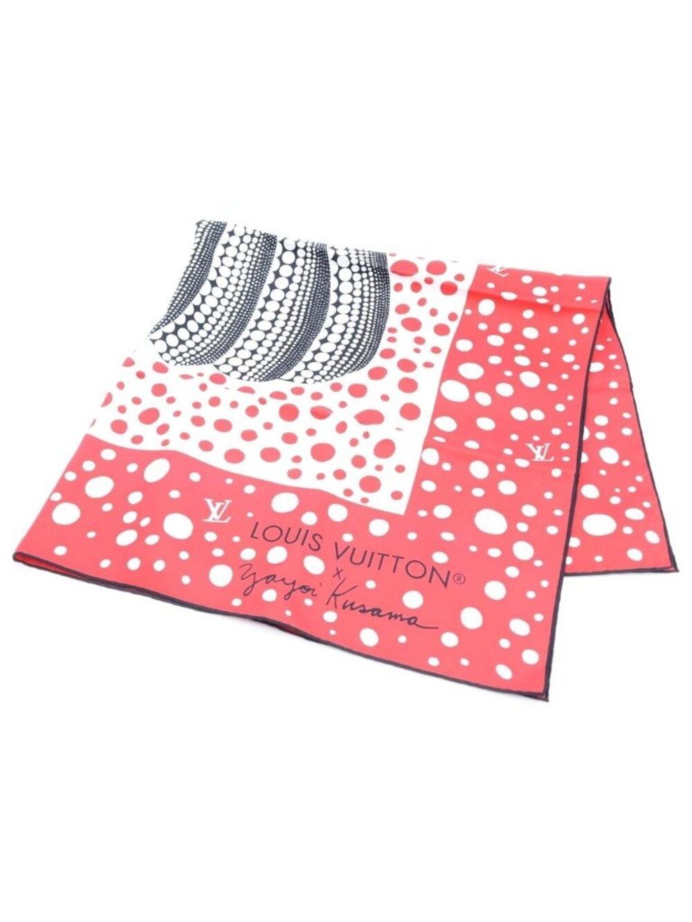 Louis Vuitton Yayoi Kusama Carre 90 Infinity Dot Rouge Blanc Silk Scarf Red